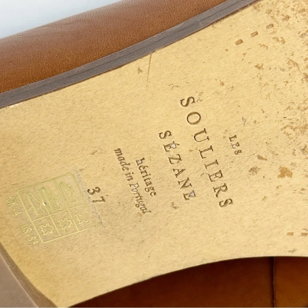 Sézane Shoes MICHEL LOAFERS Cognac Leather Minimalist Sz US6.5 - Picture 12 of 14